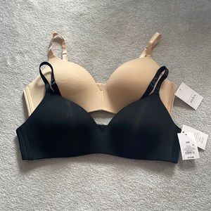 38B Set of 2  Auden Wireless Bras - Black & Beige